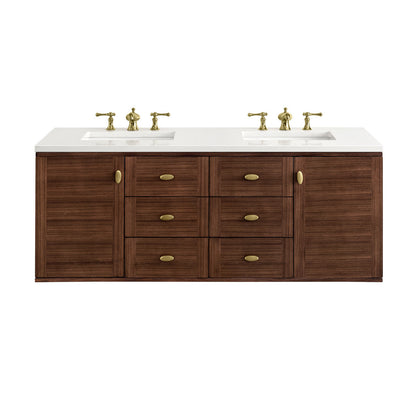 Amberly 60" Double Vanity Cabinet, Mid-Century Walnut