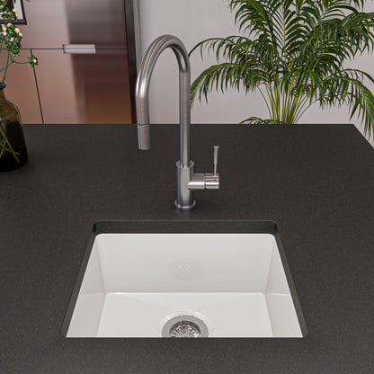 ALFI brand  AB2017 20" White Single Bowl Fireclay Undermount Kitchen Sink
