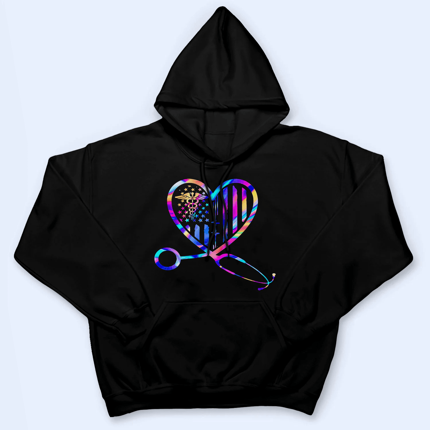 Holographic Stethoscope Heart Nurse - Personalized Custom T Shirt - Birthday, Loving, Funny Gift for Nurse, CNA, Healthcare, Registered RN