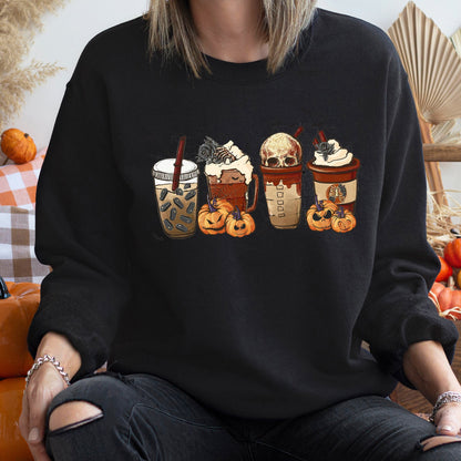 Horror Pumpkin Coffee Halloween Sweatshirt