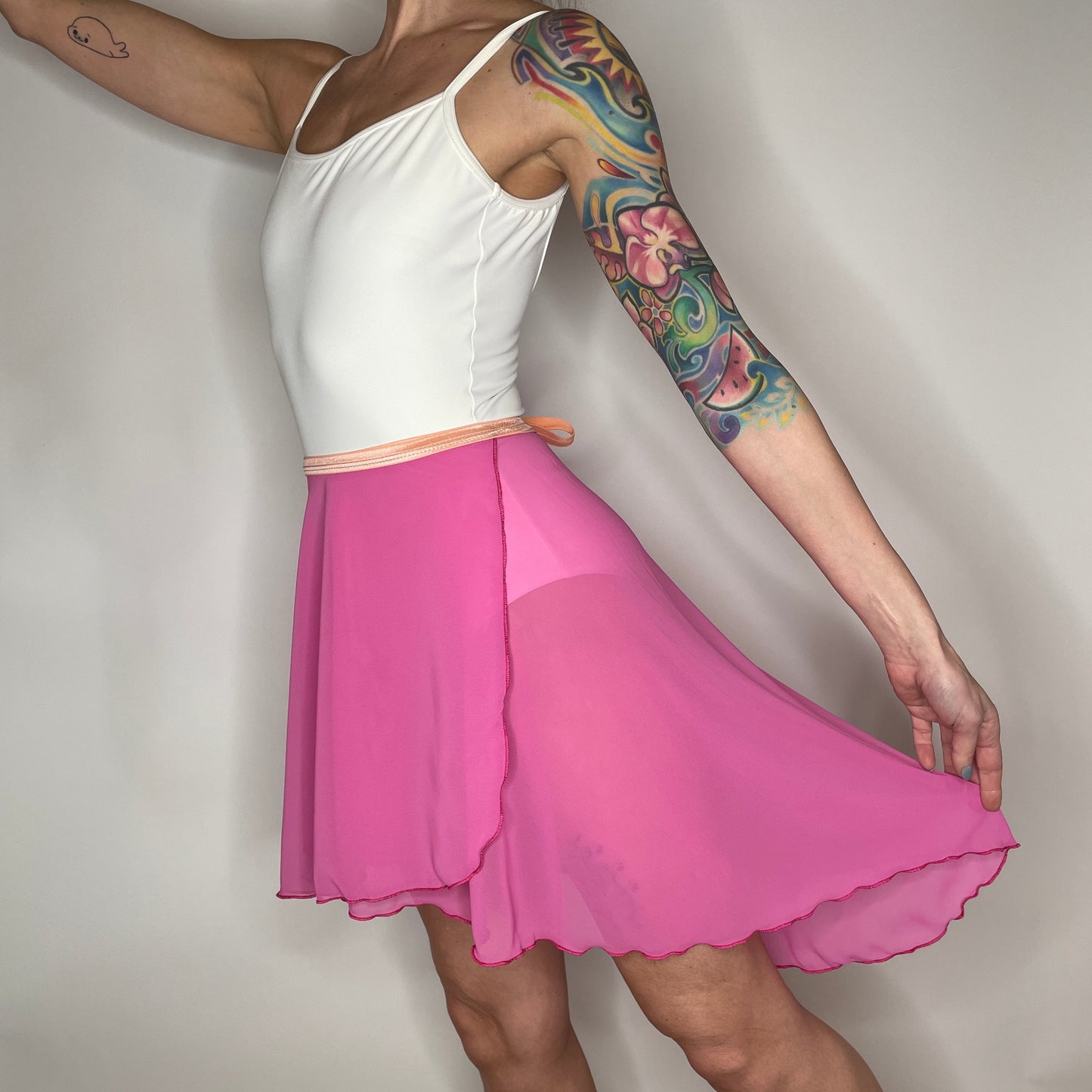 Hot Pink Chiffon Ballet Wrap Skirt - Contemporary