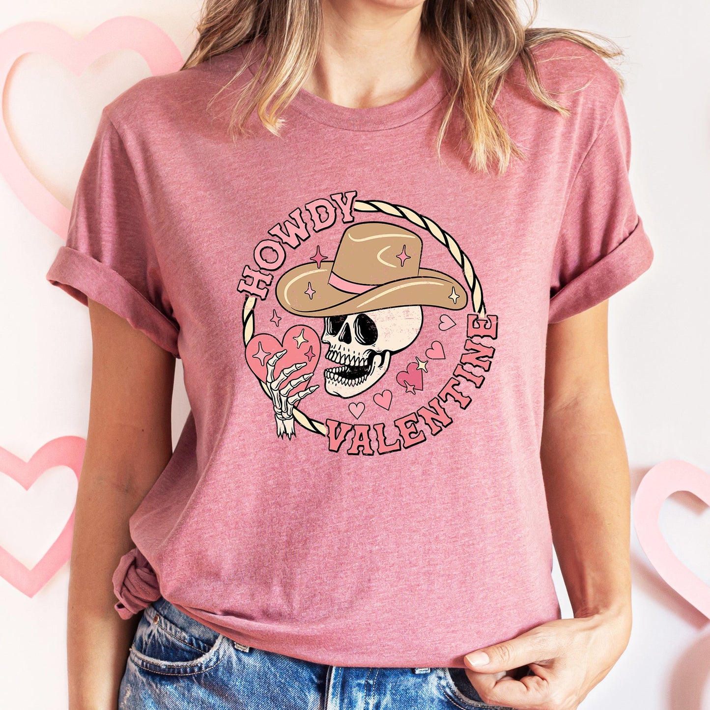 Howdy Valentine, Skeleton Cowboy, Western, Country, Super Soft Tshirt, Valentine's Day