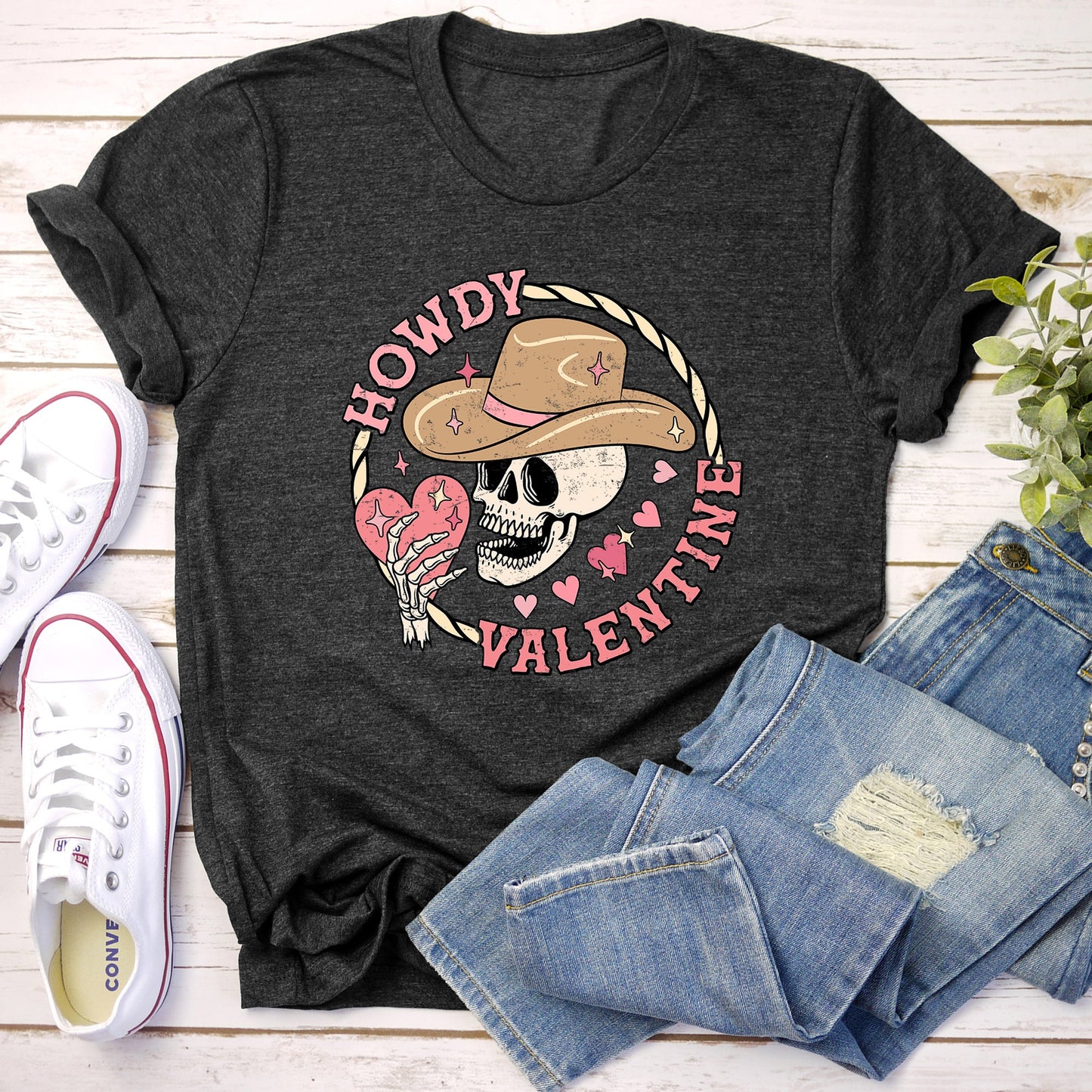 Howdy Valentine, Skeleton Cowboy, Western, Country, Super Soft Tshirt, Valentine's Day