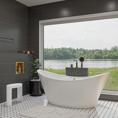 ALFI brand  AB8803 68 inch White Oval Acrylic Free Standing Soaking Bathtub