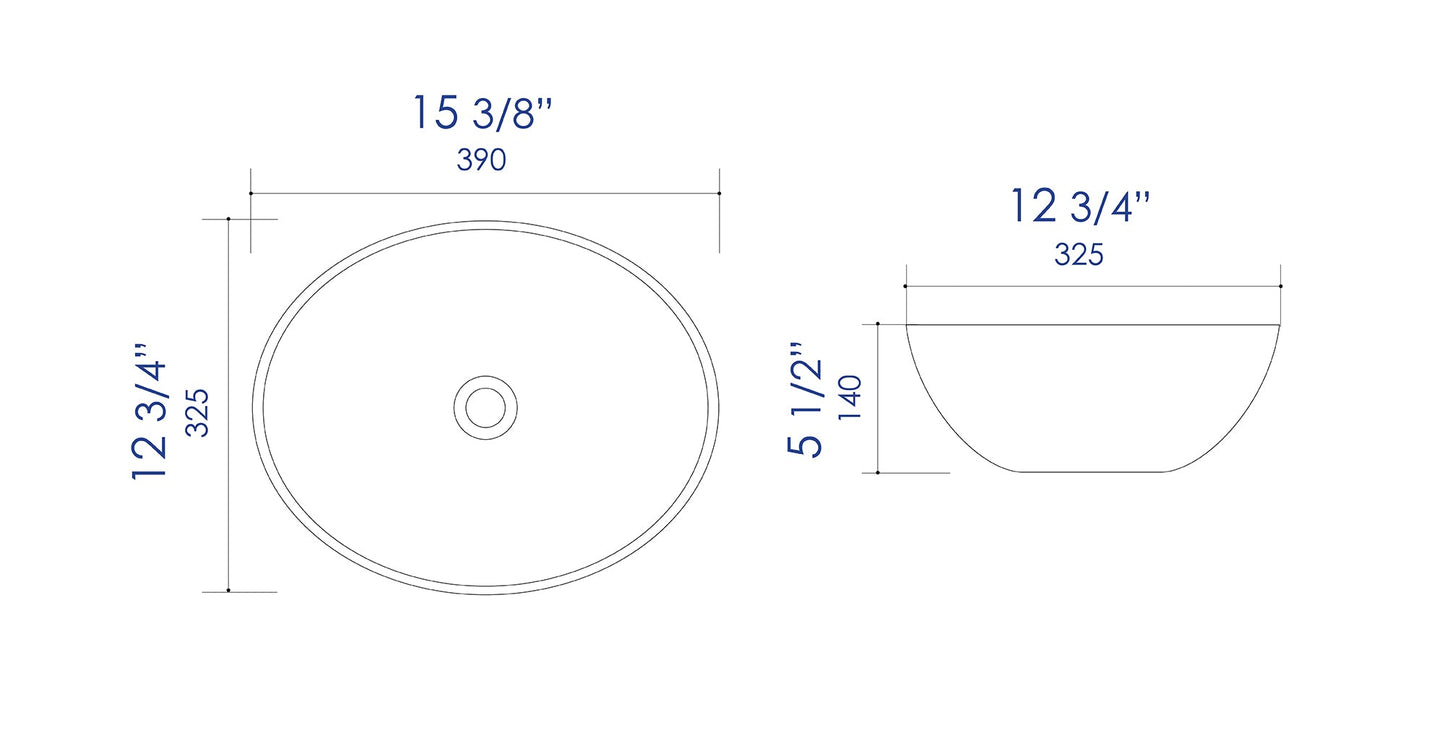 ALFI brand  ABC913 White 16" Egg Shape Above Mount Ceramic Sink