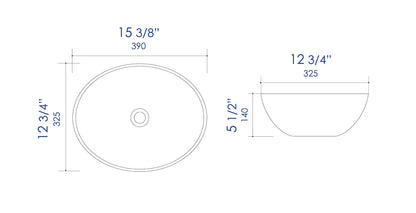 ALFI brand  ABC913 White 16" Egg Shape Above Mount Ceramic Sink