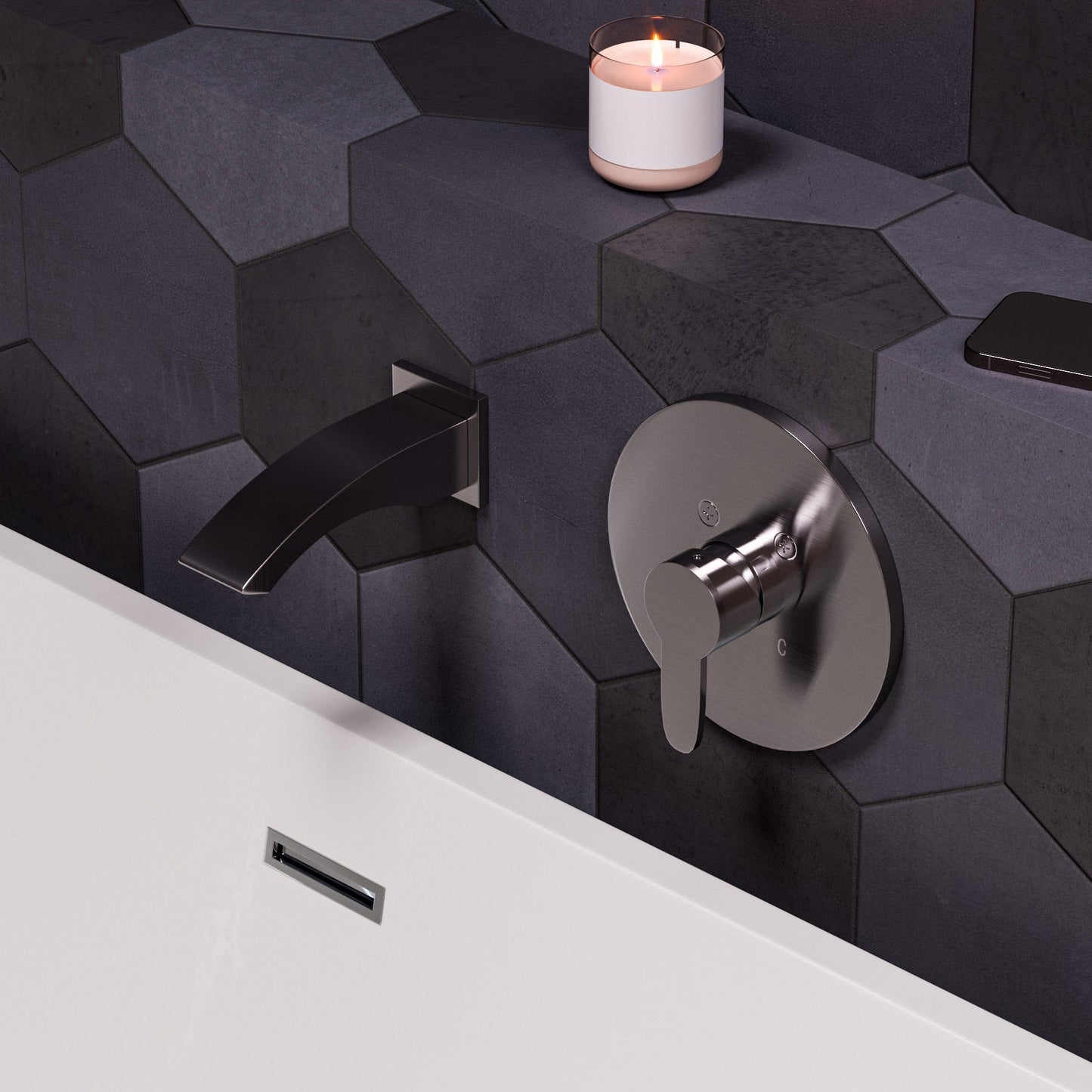 ALFI brand AB3301 Curved Wallmounted Tub Filler Bathroom Spout