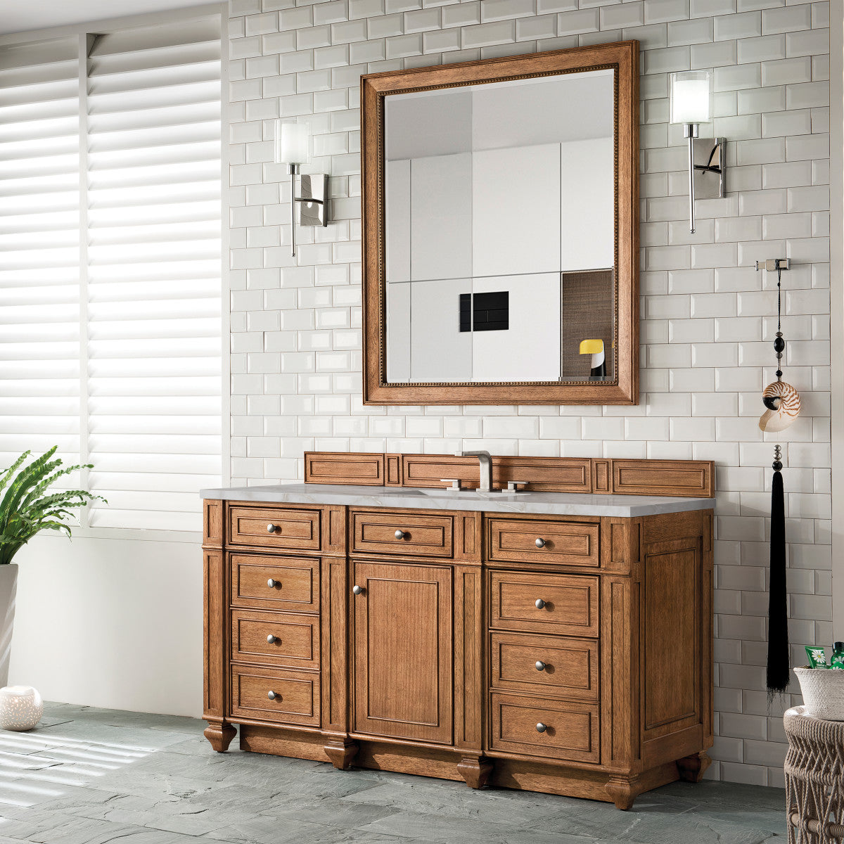 Bristol 60" Single Vanity Cabinet, Bright White
