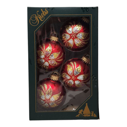 Krebs Value Glass Ornament 4 pack - Floral Burst
