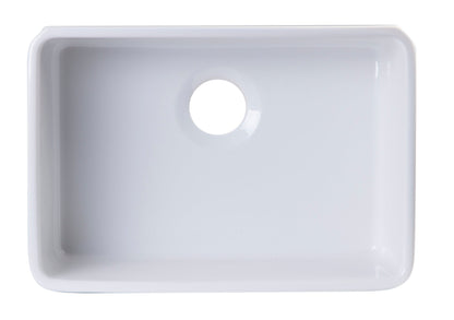 ALFI brand AB503UM AB503UM-W 24 inch White Single Bowl Fireclay Undermount Kitchen Sink
