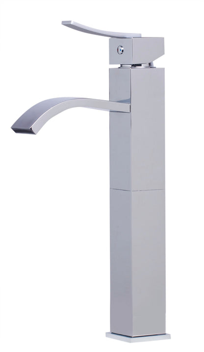 ALFI brand AB1158 Tall Square Body Curved Spout Single Lever Bathroom Faucet