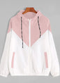 Color Block Hooded Jacket with Elastic Waist (Summer)