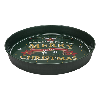 Huge Deep Round 13.5" Tray - Wishing you a Merry Little Christmas