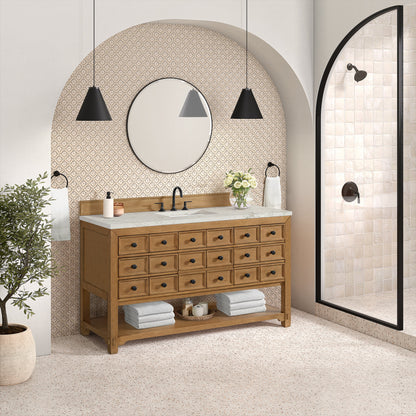 Malibu 60" Single Vanity Cabinet, Amber Birch