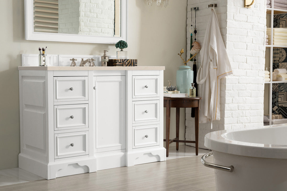 De Soto 48" Single Vanity Cabinet, Bright White