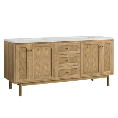 Laurent 72" Double Vanity Cabinet, Light Natural Oak