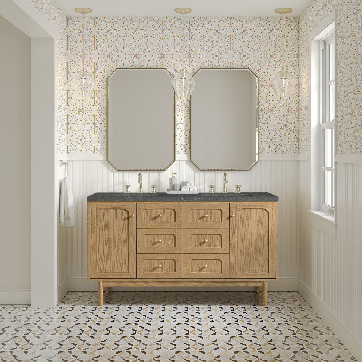 Laurent 60" Double Vanity, Light Natural Oak