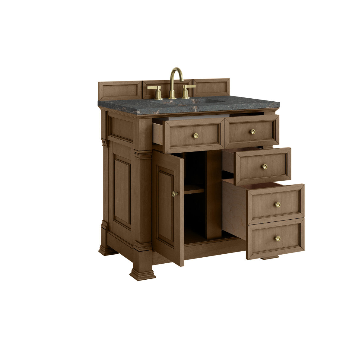 James Martin 547-V36 Brookfield 36” Single Vanity – Black Onyx / Honey Oak / Pearl Charcoal
