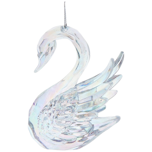 Crystal swan ornament on a white background