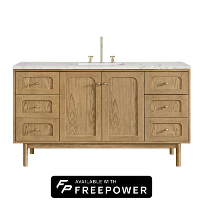 Laurent 60" Single Vanity, Light Natural Oak