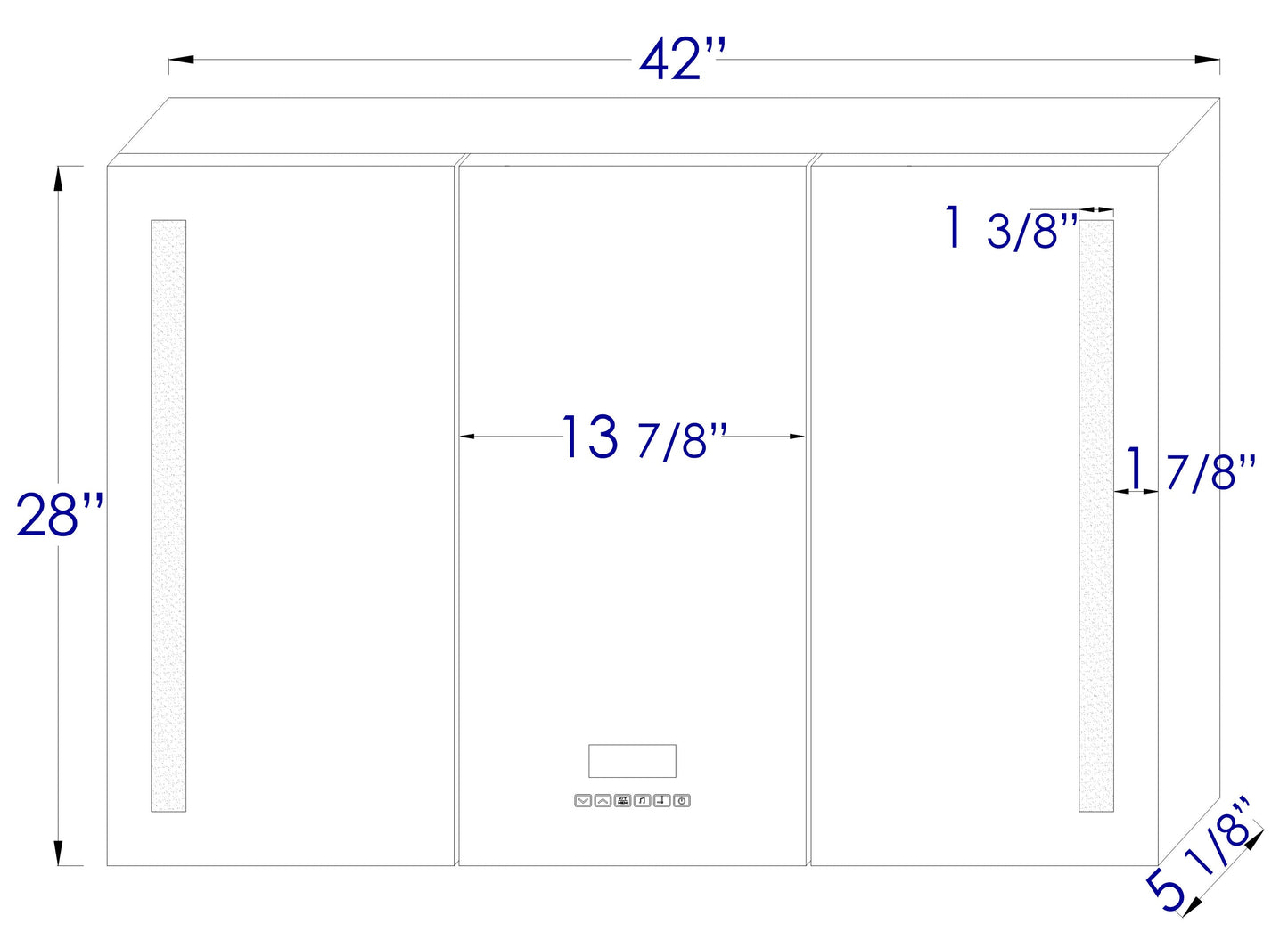 ALFI brand  ABMC4228BT 42" x 28" Triple Door LED Light Bluetooth Medicine Cabinet