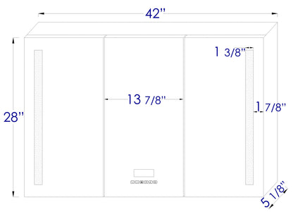 ALFI brand  ABMC4228BT 42" x 28" Triple Door LED Light Bluetooth Medicine Cabinet