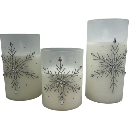 B/O Lighted Glass Holiday Luminaries with LED Set of 3 Candles