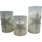 B/O Lighted Glass Holiday Luminaries with LED Set of 3 Candles