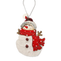 Wood and Fur Snowman Ornament - Stocking Hat