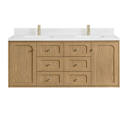Laurent 60" Double Vanity, Light Natural Oak