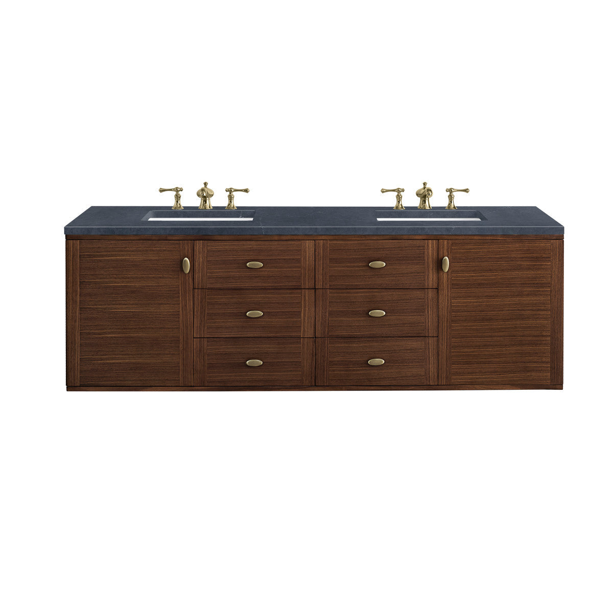 Amberly 72" Double Vanity Cabinet, Mid-Century Walnut