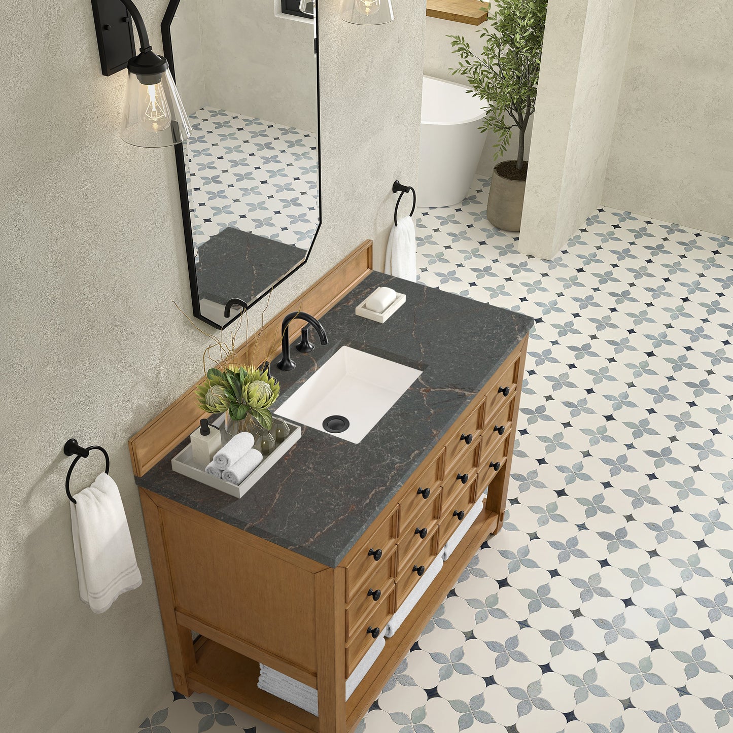 Malibu 48" Single Vanity, Amber Birch