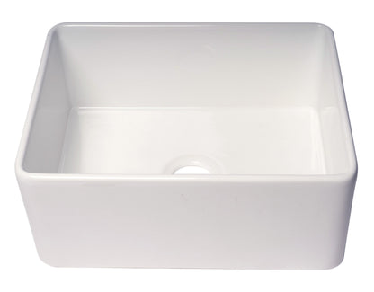 ALFI brand ABF2418 Smooth Apron 24" x 18" Single Bowl Fireclay Farm Sink