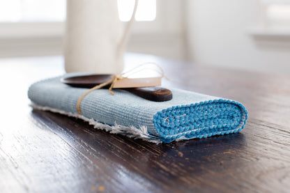 Woven Cotton Dining Placemat | Pastel Blue