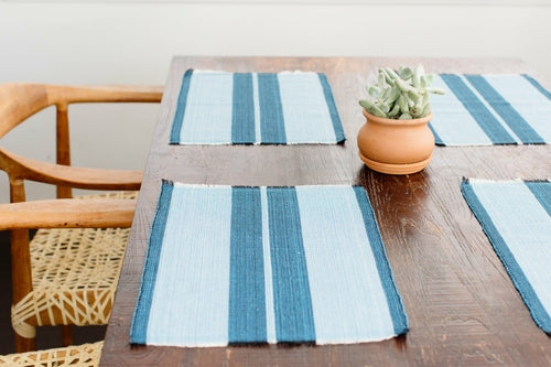 Woven Cotton Dining Placemat | Ocean Blue