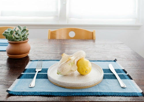 Woven Cotton Dining Placemat | Ocean Blue