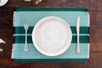 Woven Cotton Dining Placemat | Forrest Green