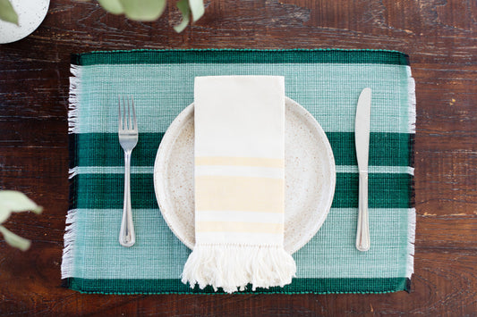 Woven Cotton Dining Placemat | Forrest Green