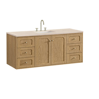 Laurent 60" Single Vanity, Light Natural Oak