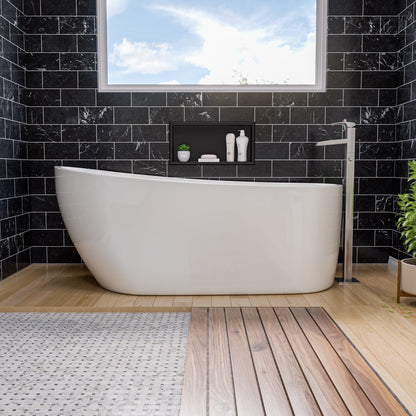 ALFI brand  AB8826 68 inch White Oval Acrylic Free Standing Soaking Bathtub