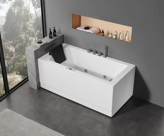 EAGO AM154ETL-R5 5 ft Acrylic White Rectangular Whirlpool Bathtub w Fixtures