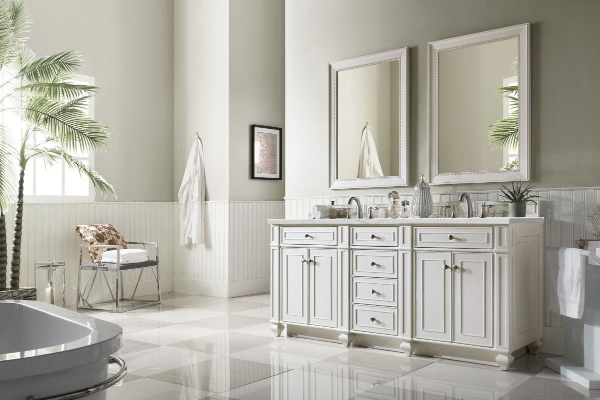 Bristol 72" Double Vanity Cabinet, Bright White