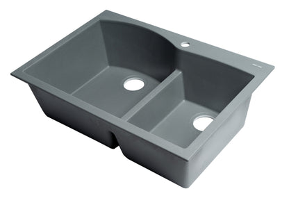 ALFI brand AB3320DI 33" Double Bowl Drop In Granite Composite Kitchen Sink