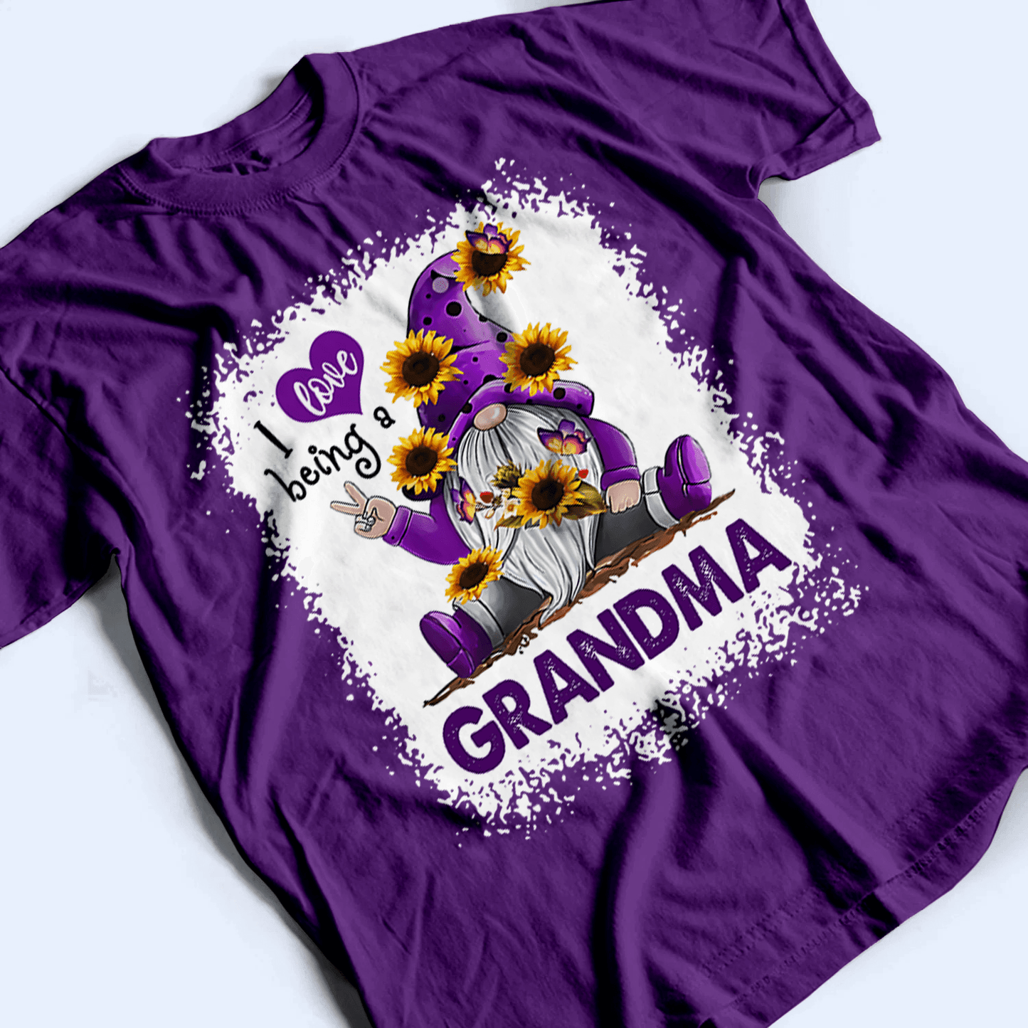 I Love Being A Grandma Gnome - Personalized Custom T Shirt - Birthday, Loving, Funny Gift for Grandma/Nana/Mimi, Mom, Wife, Grandparent - Purple