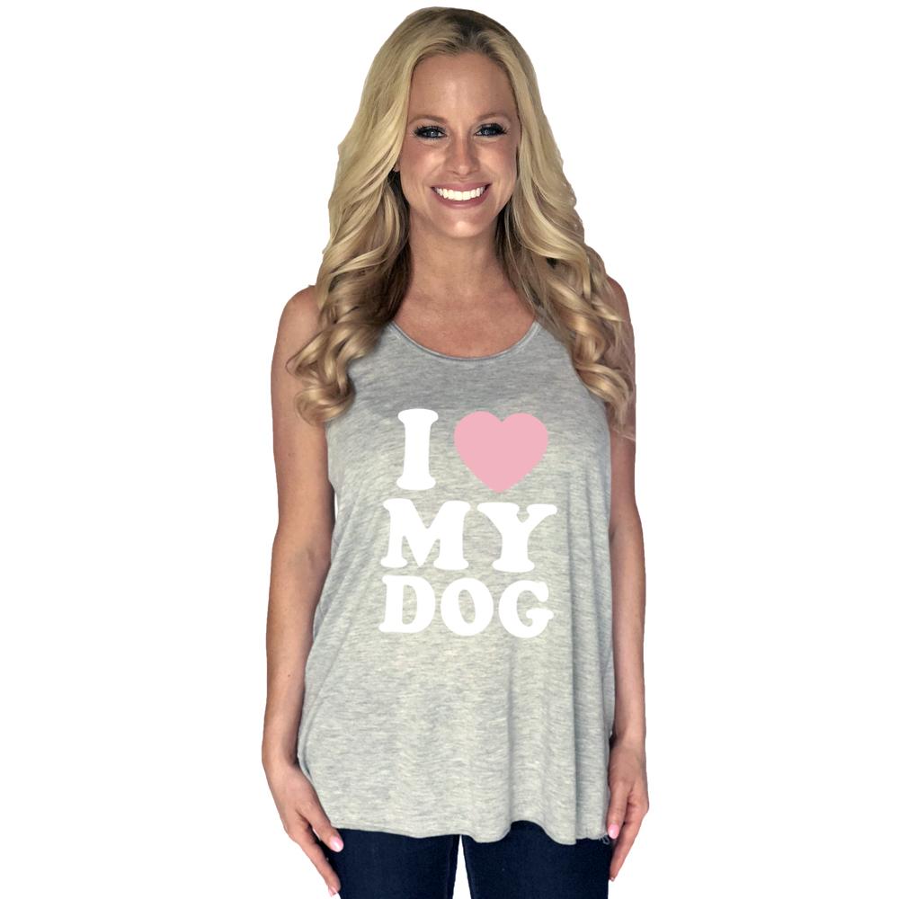 I Love My Dog Tank Top - Gray
