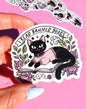 I Read Banned Books Sticker – Black Cat Reading Vinyl Decal – Feminist Book Lover Waterproof
