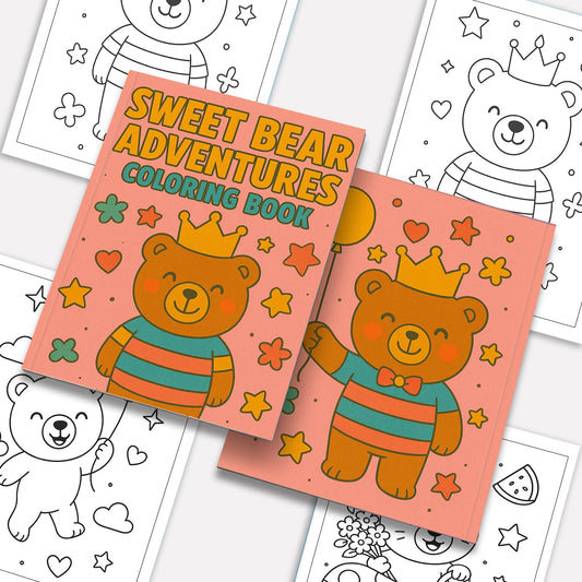 Sweet Bear Adventures – Animal Coloring Pages – 48 Pages – Playful, Gentle, Woodland Fun – For Kids