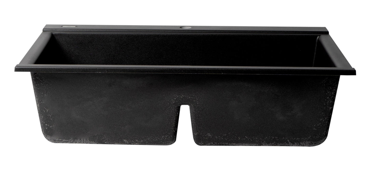 ALFI brand AB3418DBDI 33" Granite Composite Workstation Step Rim Double Bowl Drop In Sink with Accessories