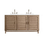 Portland 60" Double Vanity Cabinet, Whitewashed Walnut