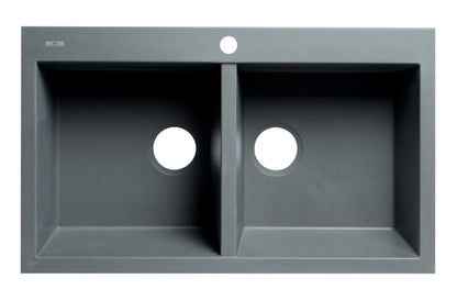 ALFI brand AB3420DI 34" Drop-In Double Bowl Granite Composite Kitchen Sink
